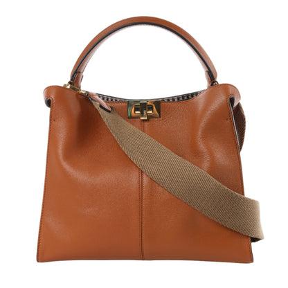 Fendi Peek-a-boo X-light Leather 2 Way Shoulder Bag in Brown