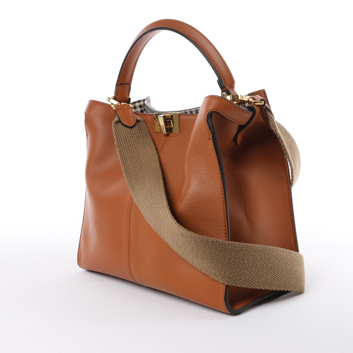 Fendi Peek-a-boo X-light Leather 2 Way Shoulder Bag in Brown