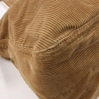 FENDI Corduroy Double Flap Baguette Shoulder Bag in Camel 26426