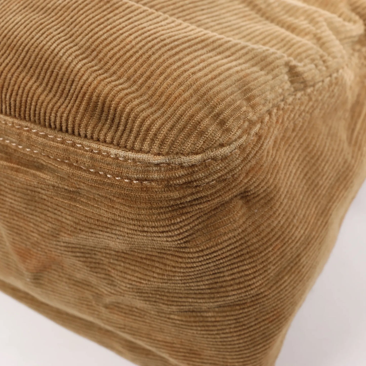 FENDI Corduroy Double Flap Baguette Shoulder Bag in Camel 26426