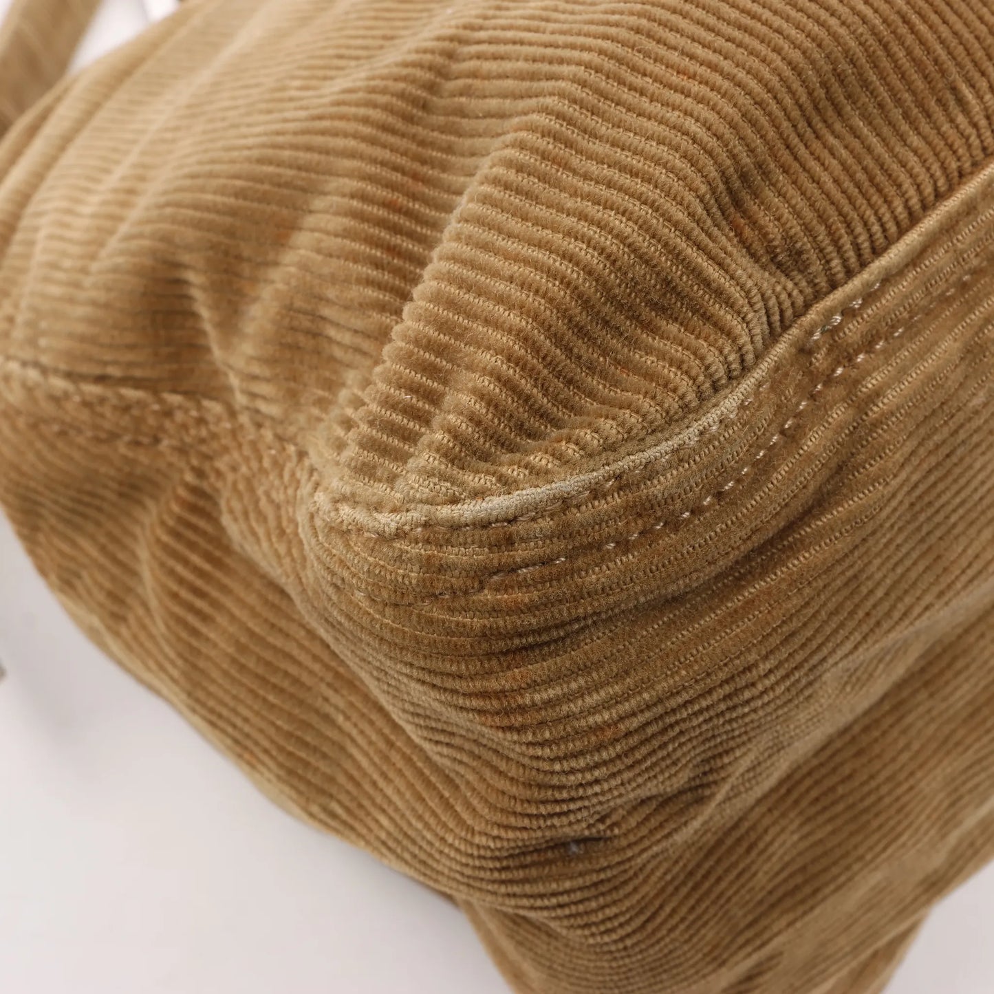 FENDI Corduroy Double Flap Baguette Shoulder Bag in Camel 26426