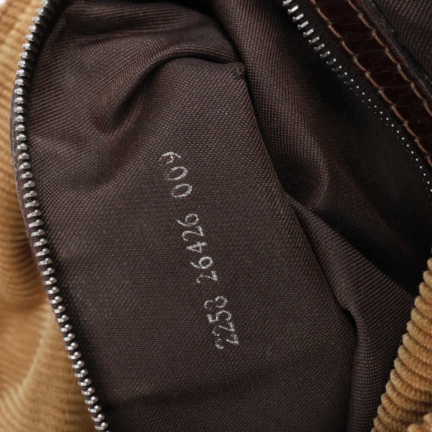 FENDI Corduroy Double Flap Baguette Shoulder Bag in Camel 26426