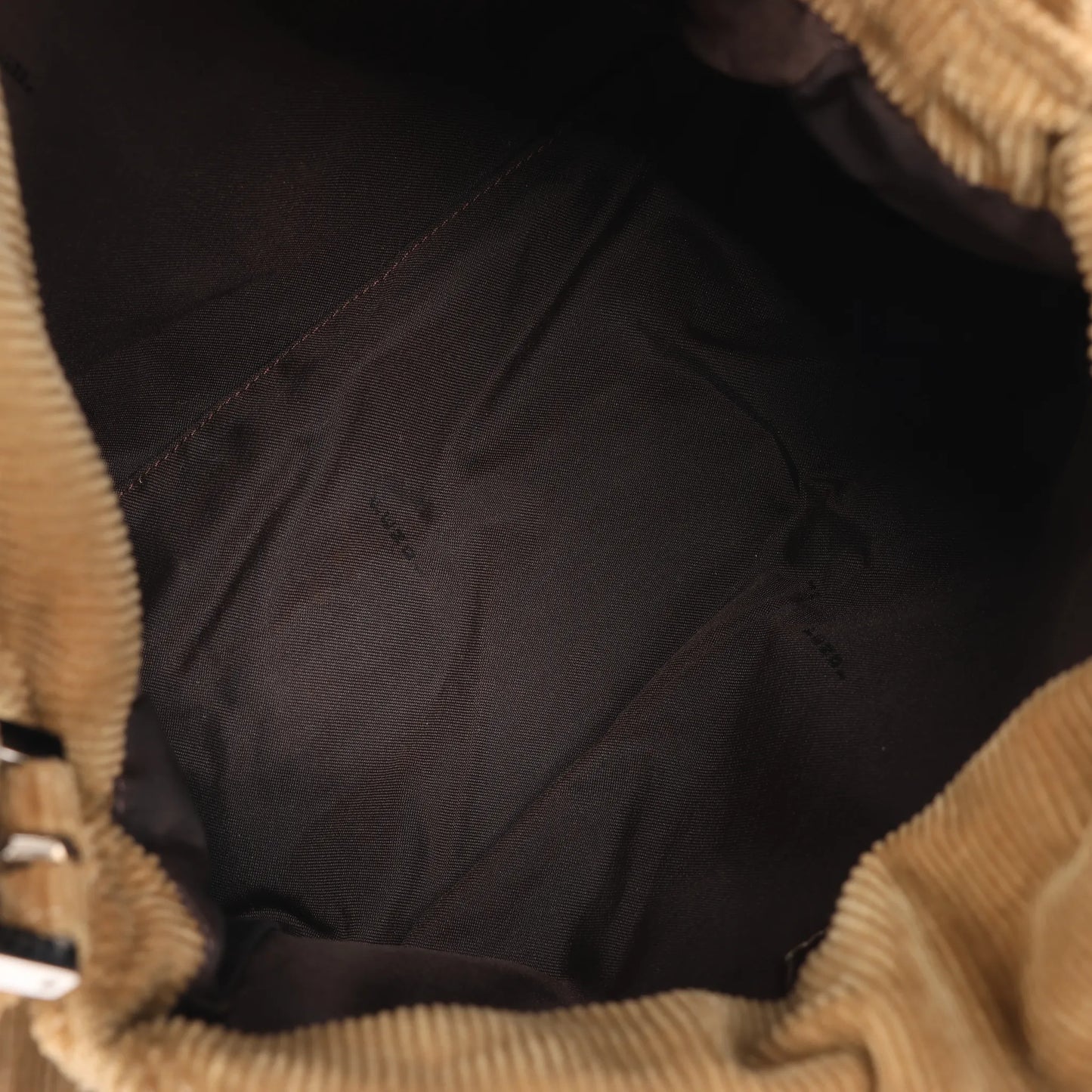 FENDI Corduroy Double Flap Baguette Shoulder Bag in Camel 26426