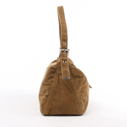 FENDI Corduroy Double Flap Baguette Shoulder Bag in Camel 26426