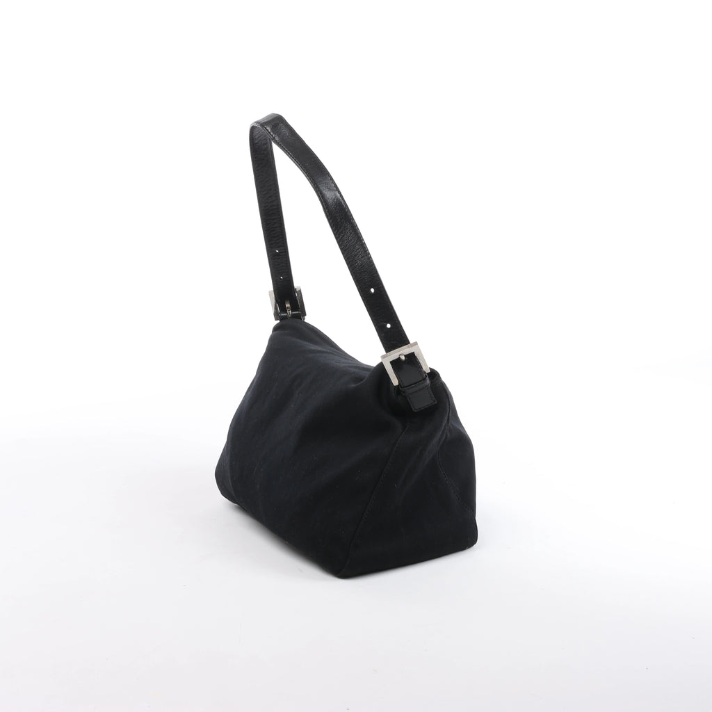 Fendi Mama Baguette Neoprene/Jersey x Leather Shoulder Bag in Black 26426