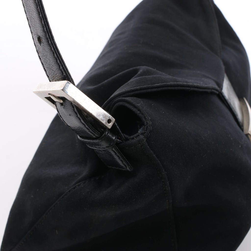 Fendi Mama Baguette Neoprene/Jersey x Leather Shoulder Bag in Black 26426