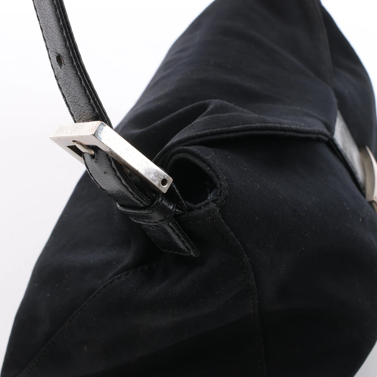 Fendi Mama Baguette Neoprene/Jersey x Leather Shoulder Bag in Black 26426