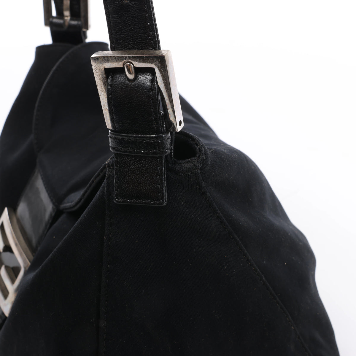 Fendi Mama Baguette Neoprene/Jersey x Leather Shoulder Bag in Black 26426