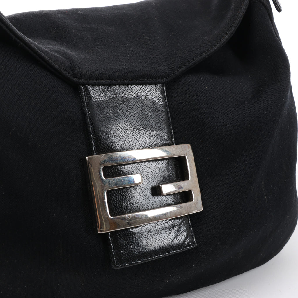 Fendi Mama Baguette Neoprene/Jersey x Leather Shoulder Bag in Black 26426