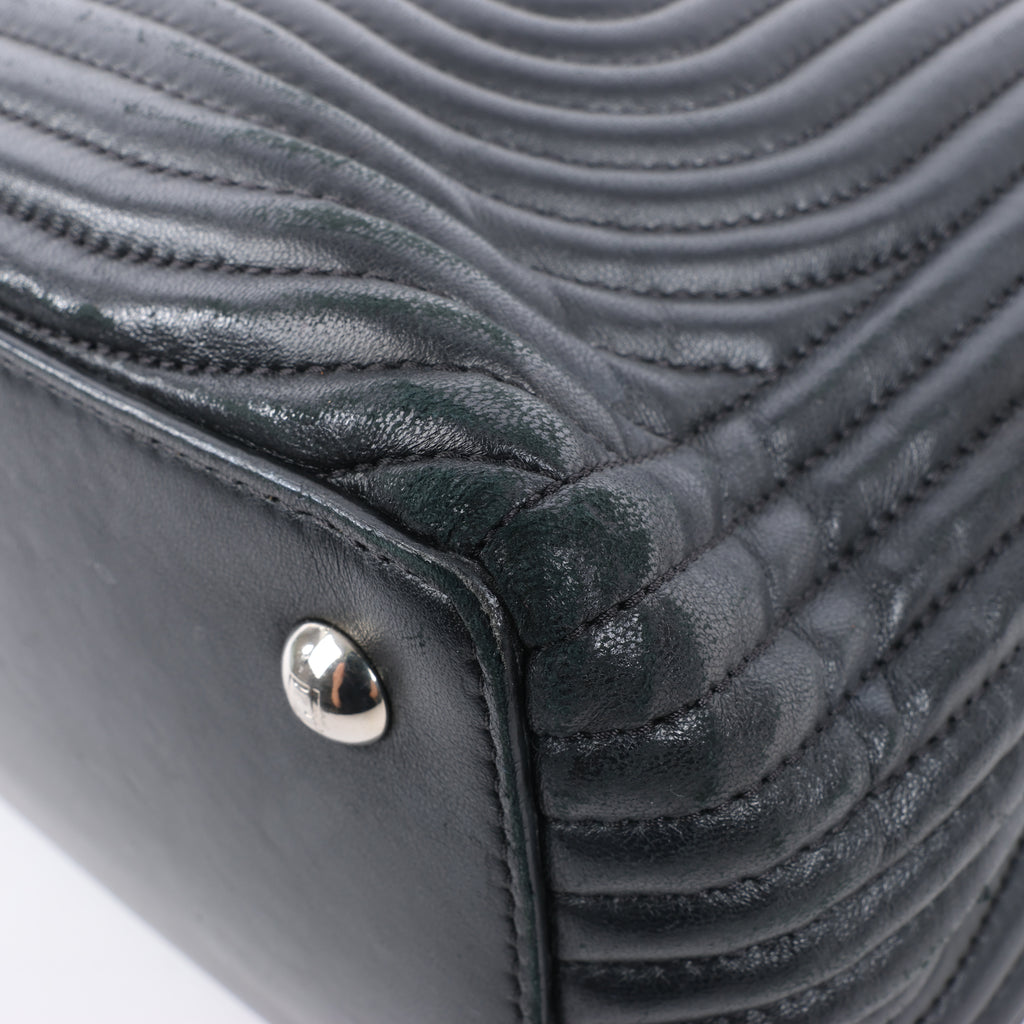 Fendi Dotcom Leather Chain Semi Shoulder Bag in Black
