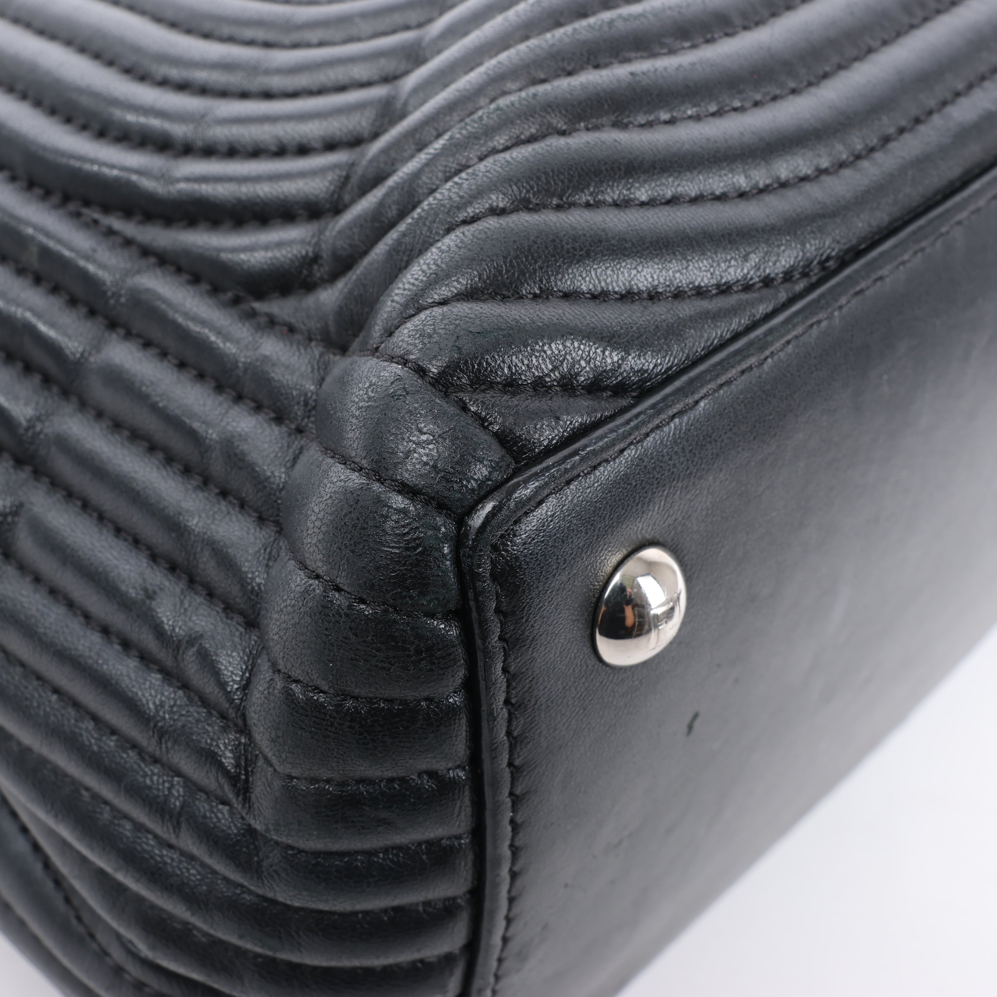 Fendi Dotcom Leather Chain Semi Shoulder Bag in Black
