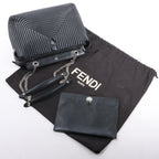 Fendi Dotcom Leather Chain Semi Shoulder Bag in Black