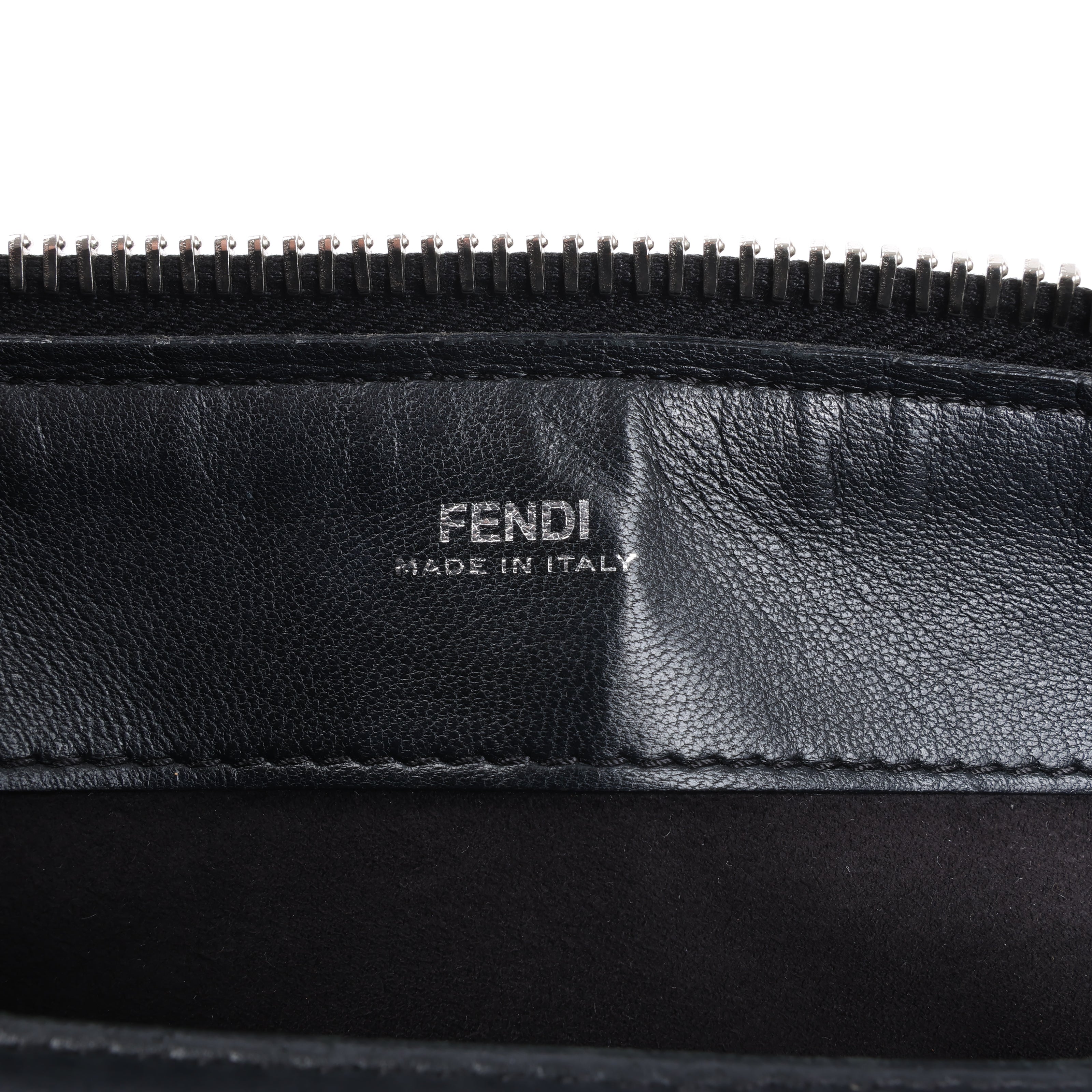 Fendi Dotcom Leather Chain Semi Shoulder Bag in Black