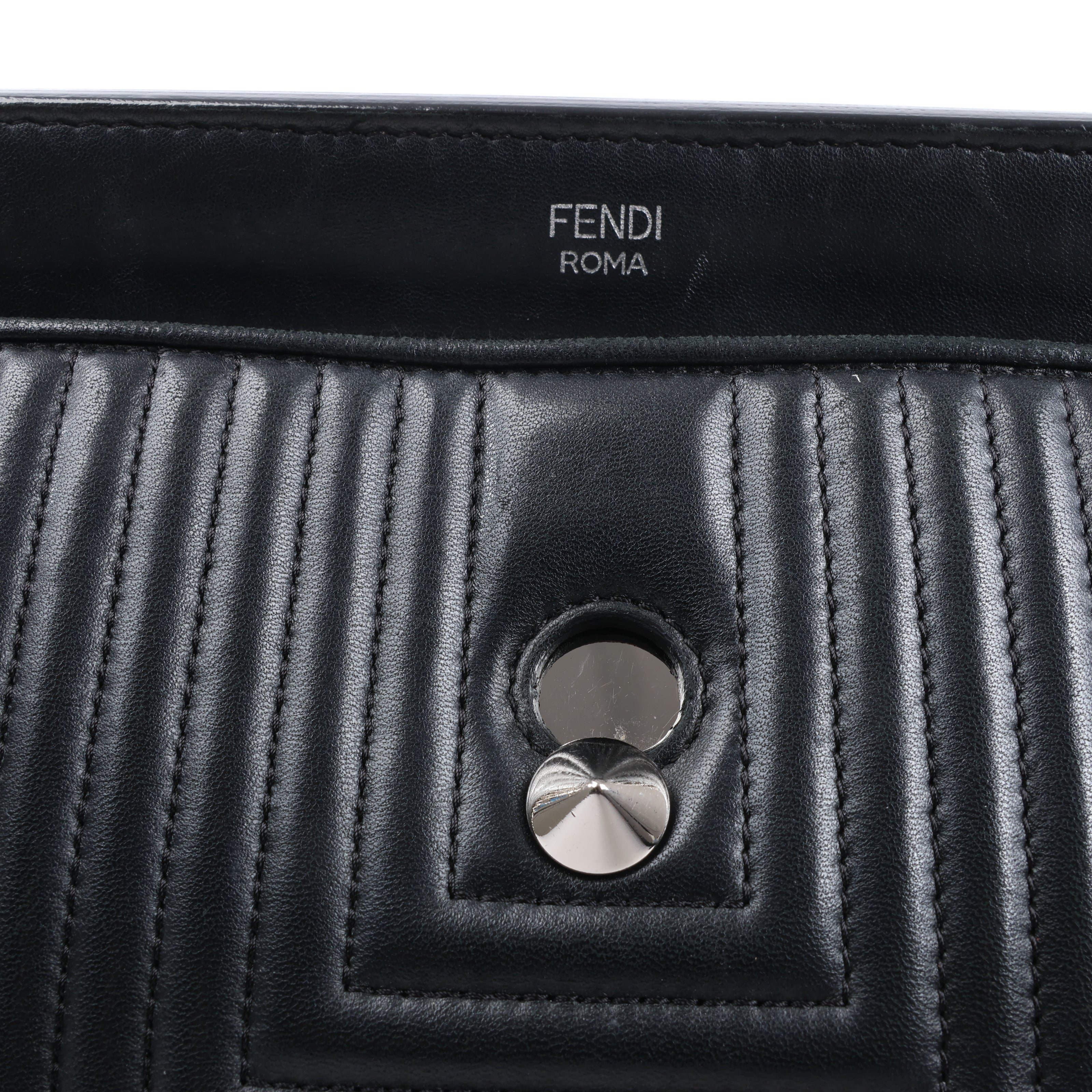 Fendi Dotcom Leather Chain Semi Shoulder Bag in Black