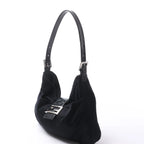 FENDI Mamma Baguette Jersey & Leather Shoulder bag in Black 26729