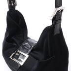 FENDI Mamma Baguette Jersey & Leather Shoulder bag in Black 26729