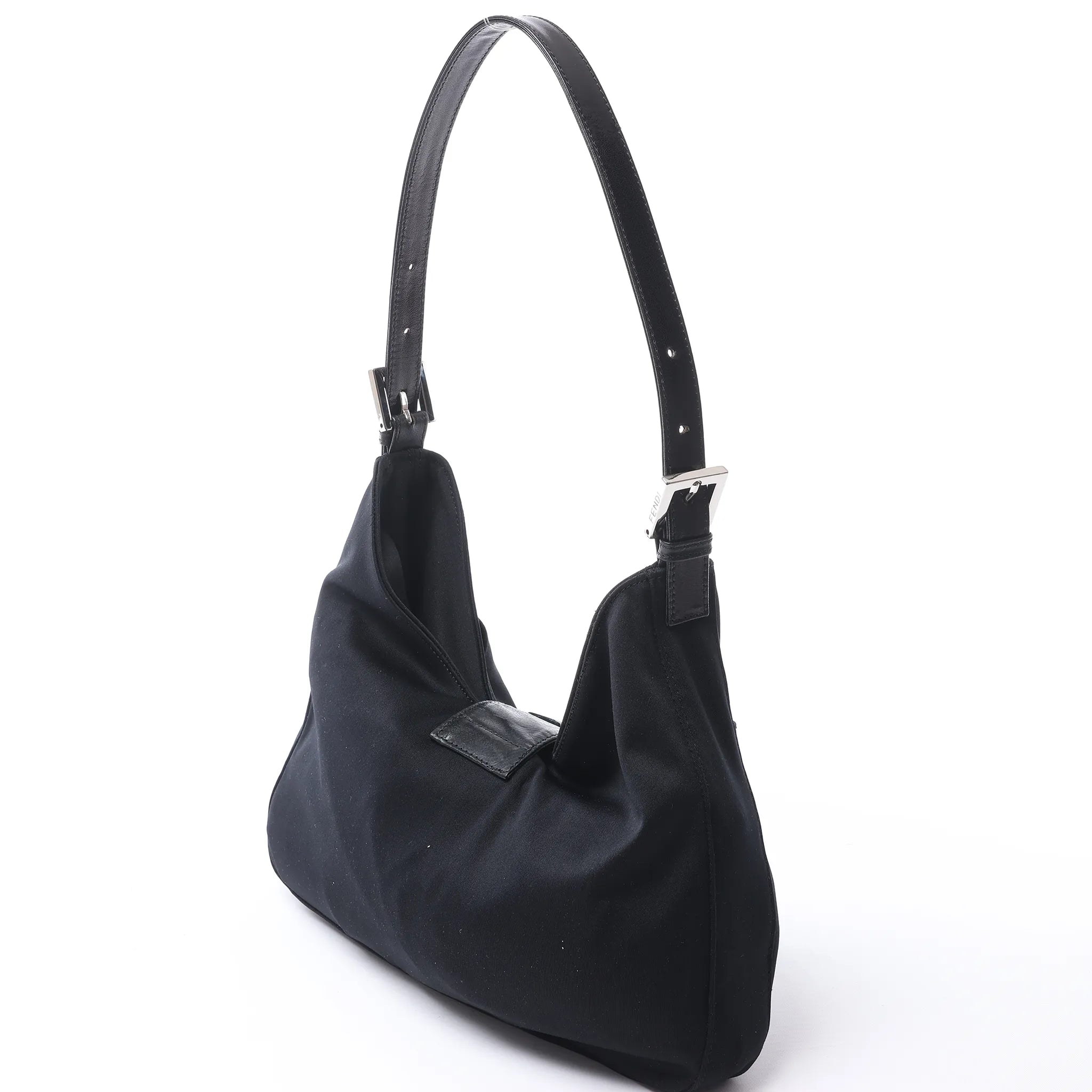 FENDI Mamma Baguette Jersey & Leather Shoulder bag in Black 26729