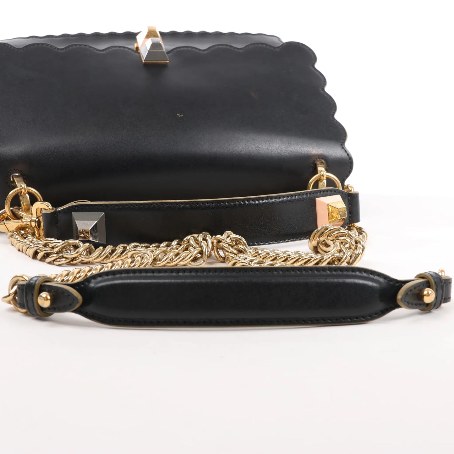 FENDI Kan I Leather 2Way Handbag in Black 8BT283