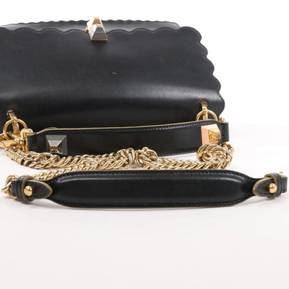 FENDI Kan I Leather 2Way Handbag in Black 8BT283