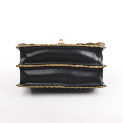 FENDI Kan I Leather 2Way Handbag in Black 8BT283