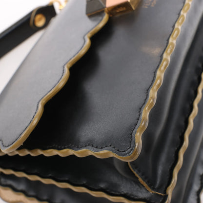 FENDI Kan I Leather 2Way Handbag in Black 8BT283