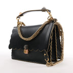 FENDI Kan I Leather 2Way Handbag in Black 8BT283