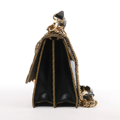 FENDI Kan I Leather 2Way Handbag in Black 8BT283