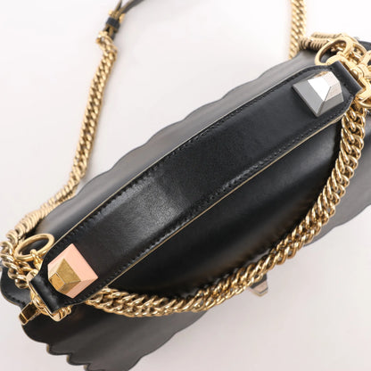 FENDI Kan I Leather 2Way Handbag in Black 8BT283