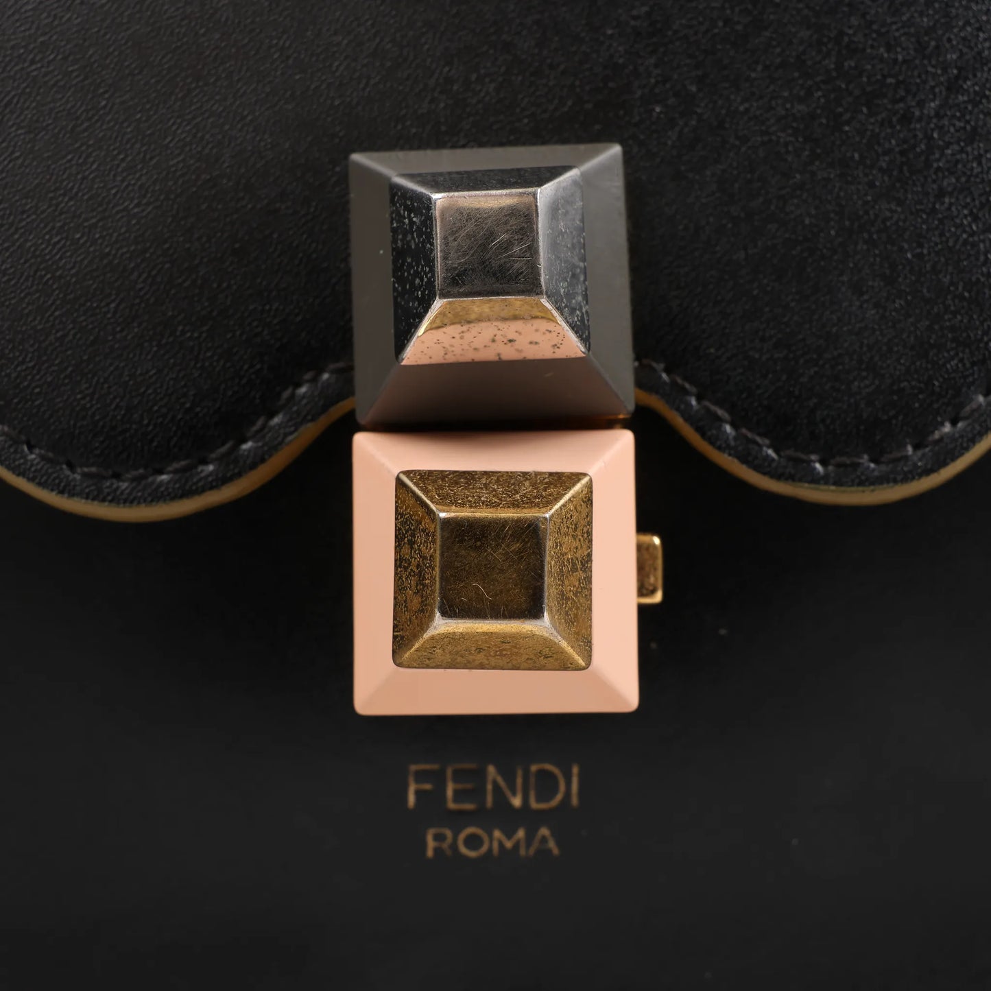 FENDI Kan I Leather 2Way Handbag in Black 8BT283