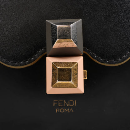 FENDI Kan I Leather 2Way Handbag in Black 8BT283