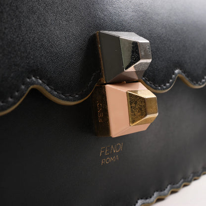 FENDI Kan I Leather 2Way Handbag in Black 8BT283