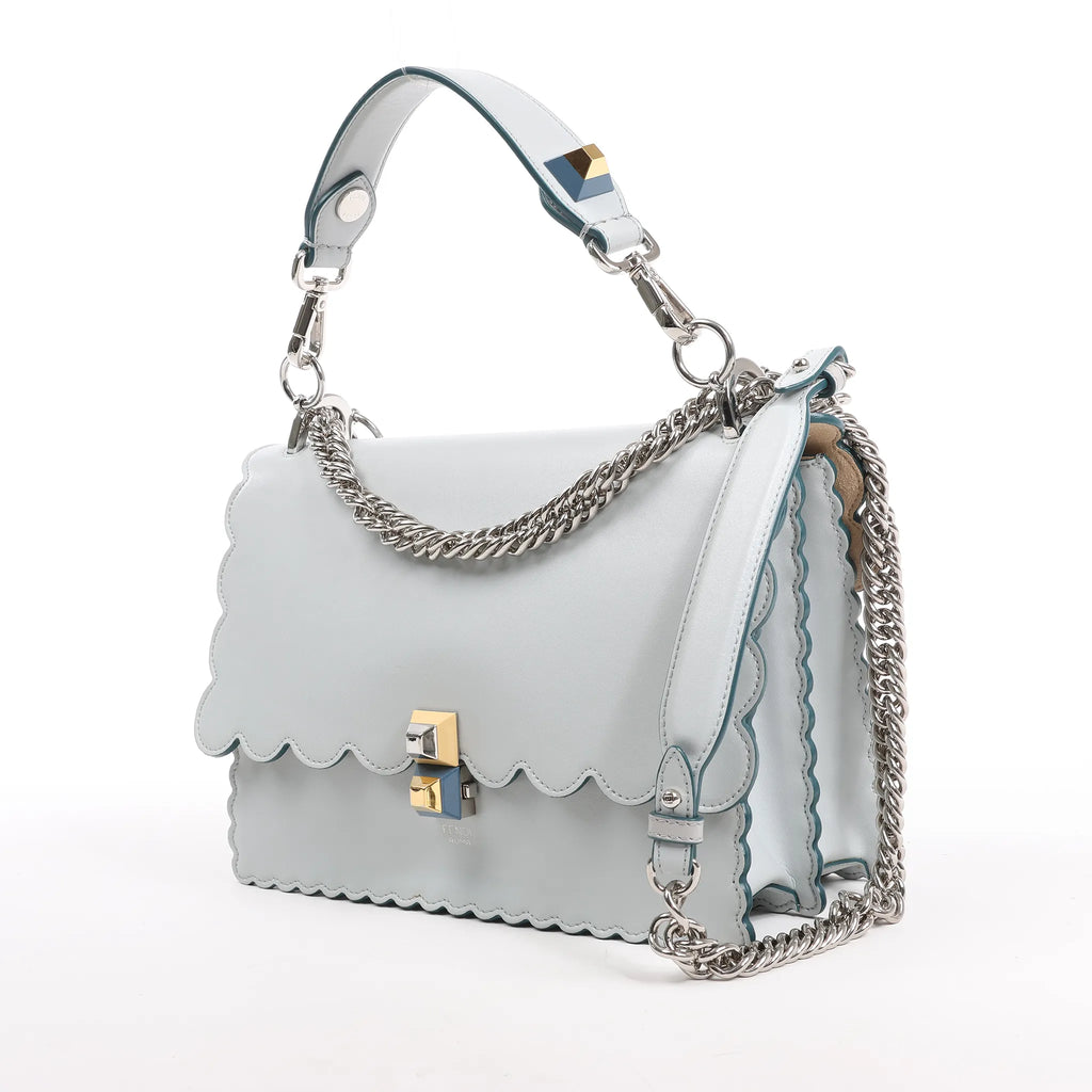 FENDI Kan I Leather 2Way Handbag in Blue 8BT283