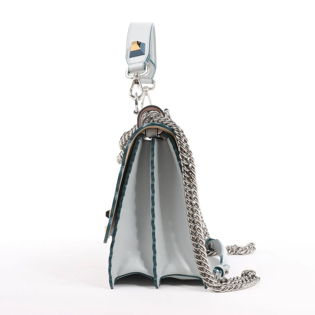 FENDI Kan I Leather 2Way Handbag in Blue 8BT283