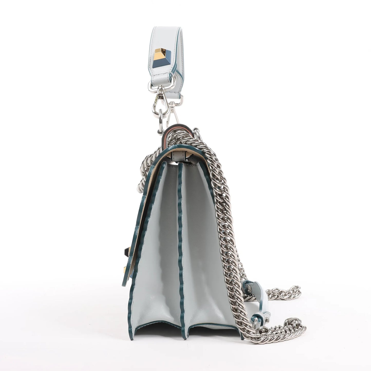 Sac à main bidirectionnel en cuir FENDI Kan I bleu 8BT283