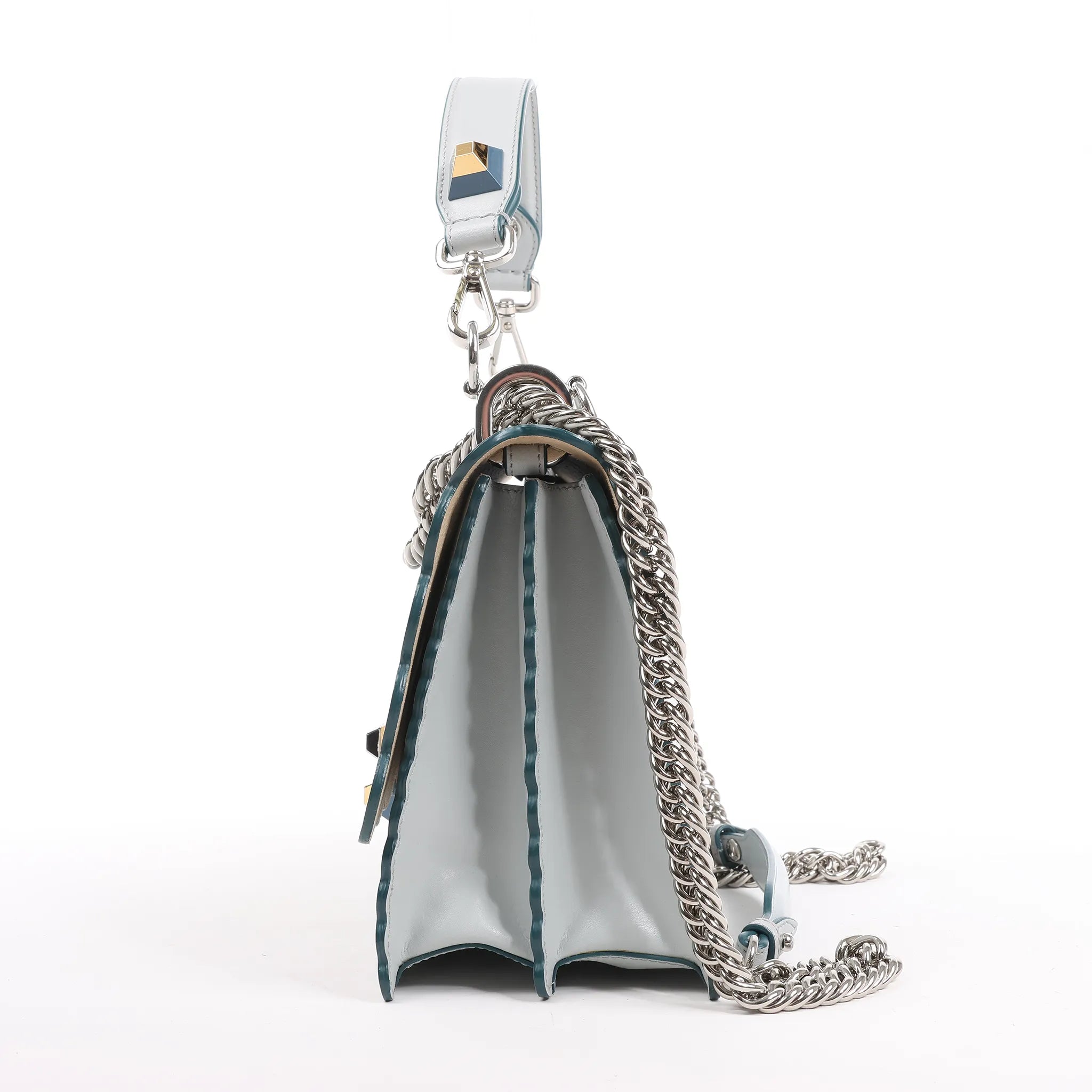 FENDI Kan I Leather 2Way Handbag in Blue 8BT283