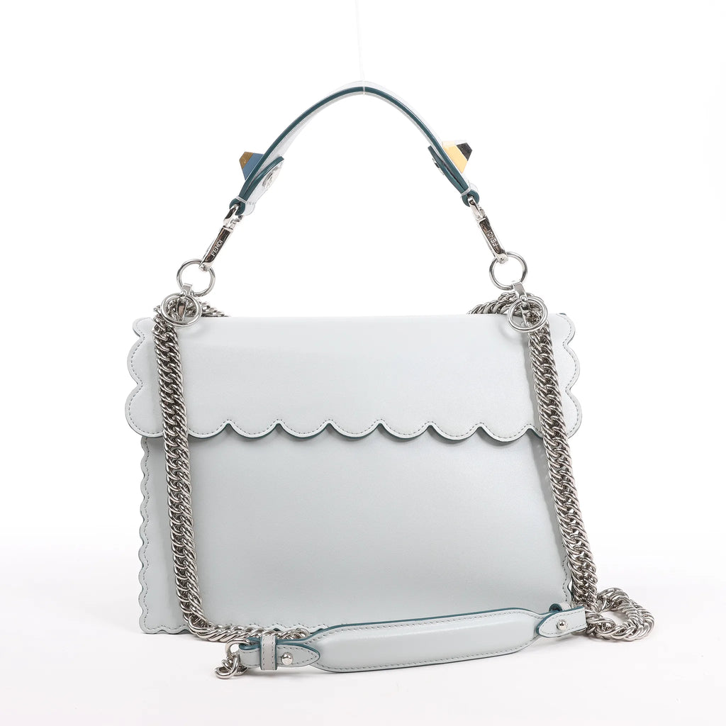 FENDI Kan I Leather 2Way Handbag in Blue 8BT283