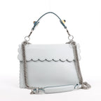 FENDI Kan I Leather 2Way Handbag in Blue 8BT283