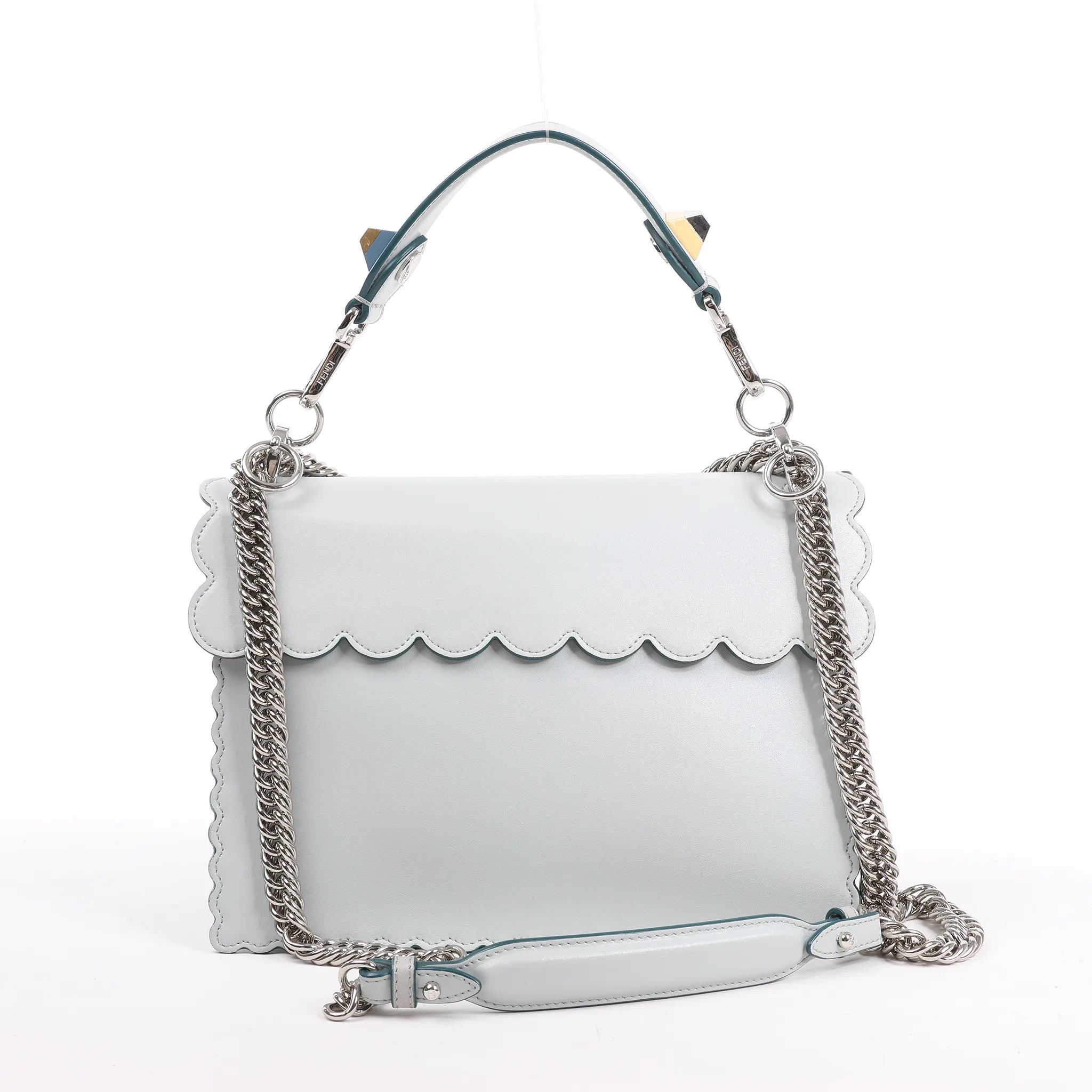 FENDI Kan I Leather 2Way Handbag in Blue 8BT283
