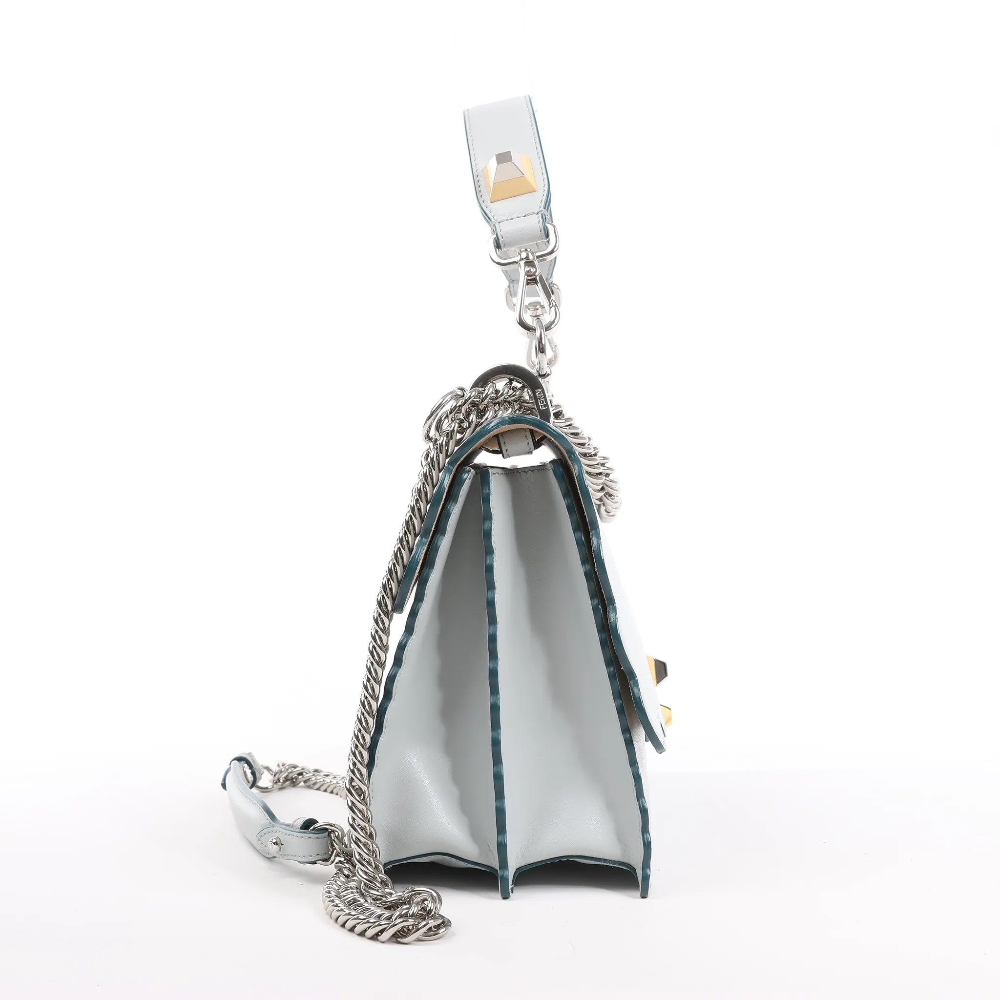FENDI Kan I Leather 2Way Handbag in Blue 8BT283