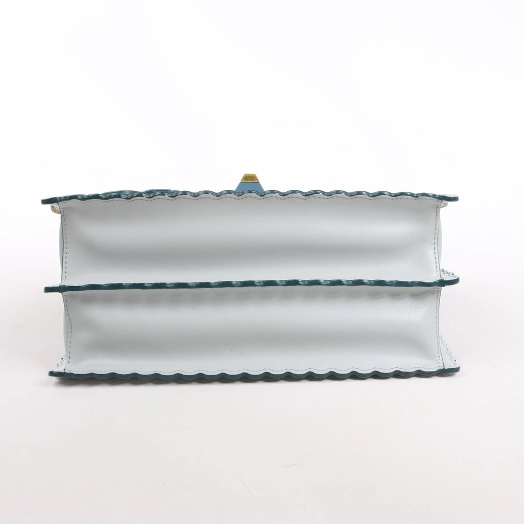 FENDI Kan I Leather 2Way Handbag in Blue 8BT283