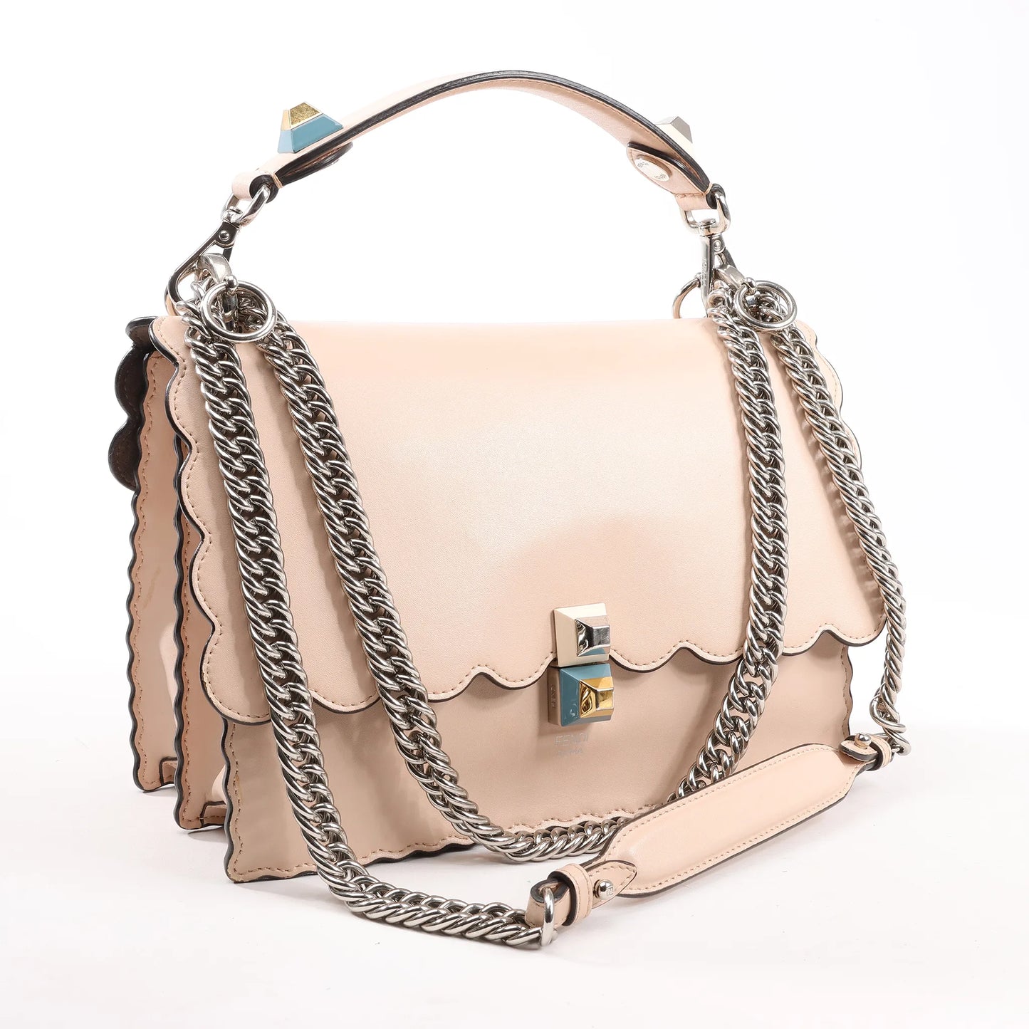 FENDI Kan I Leather 2Way Handbag in Pink 8BT283