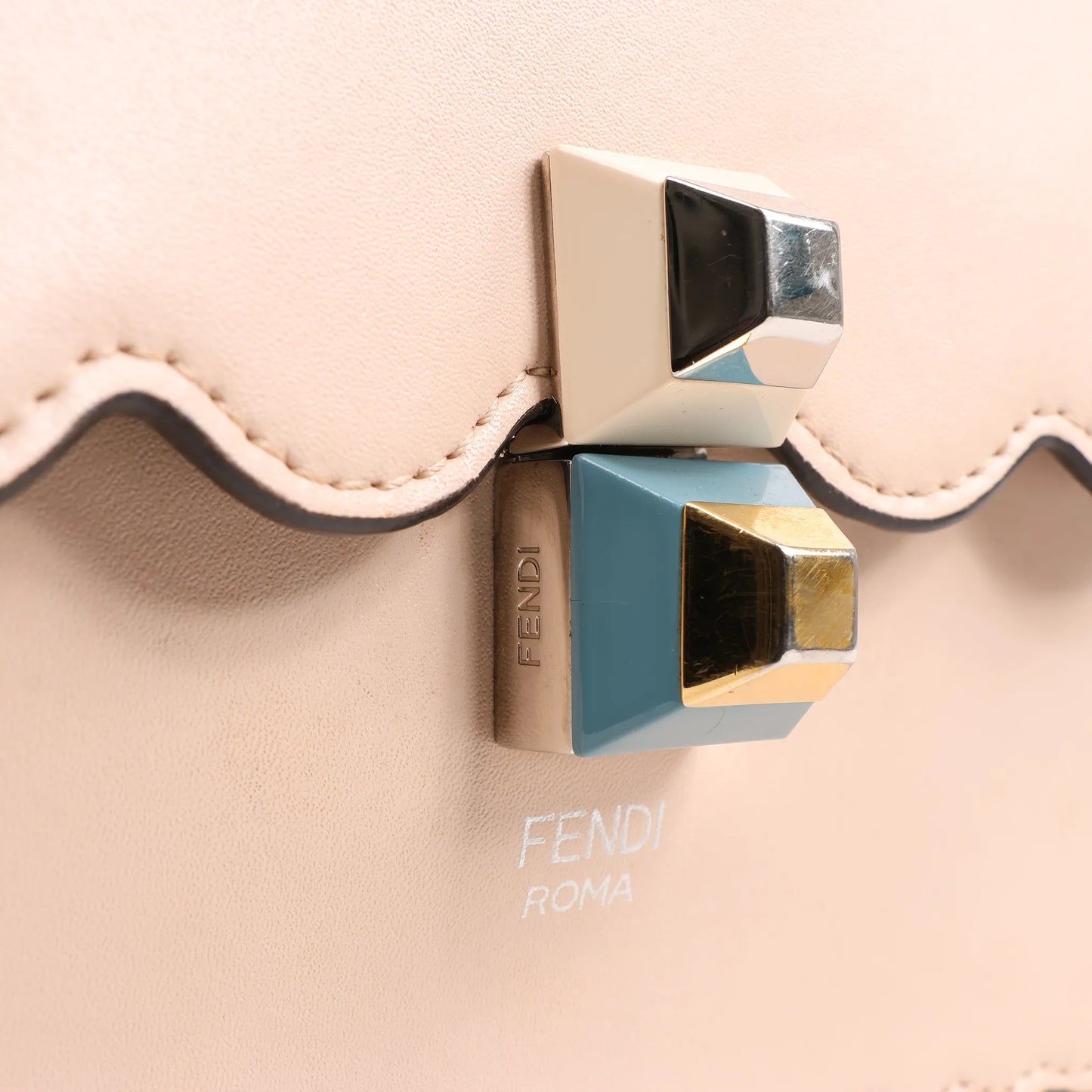 FENDI Kan I Leather 2Way Handbag in Pink 8BT283