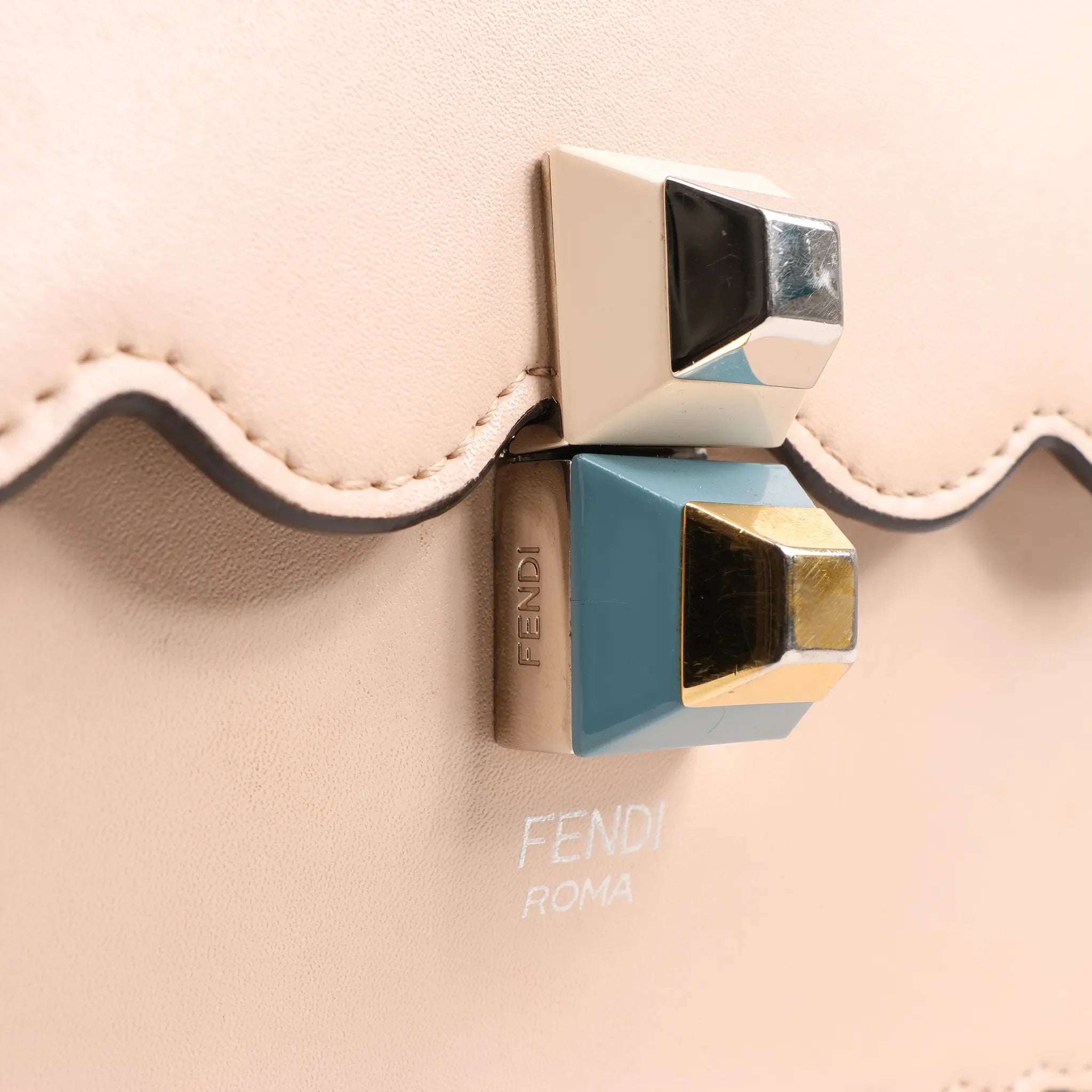 FENDI Kan I Leather 2Way Handbag in Pink 8BT283