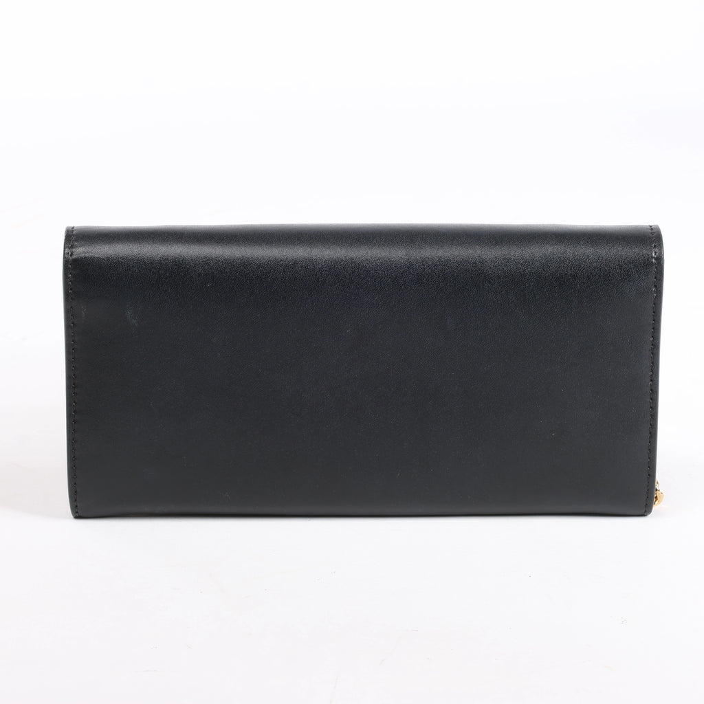 Cartera continental de piel lisa negra de Bottega Veneta