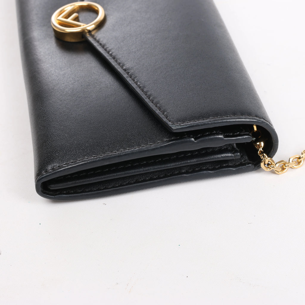 Cartera continental de piel lisa negra de Bottega Veneta