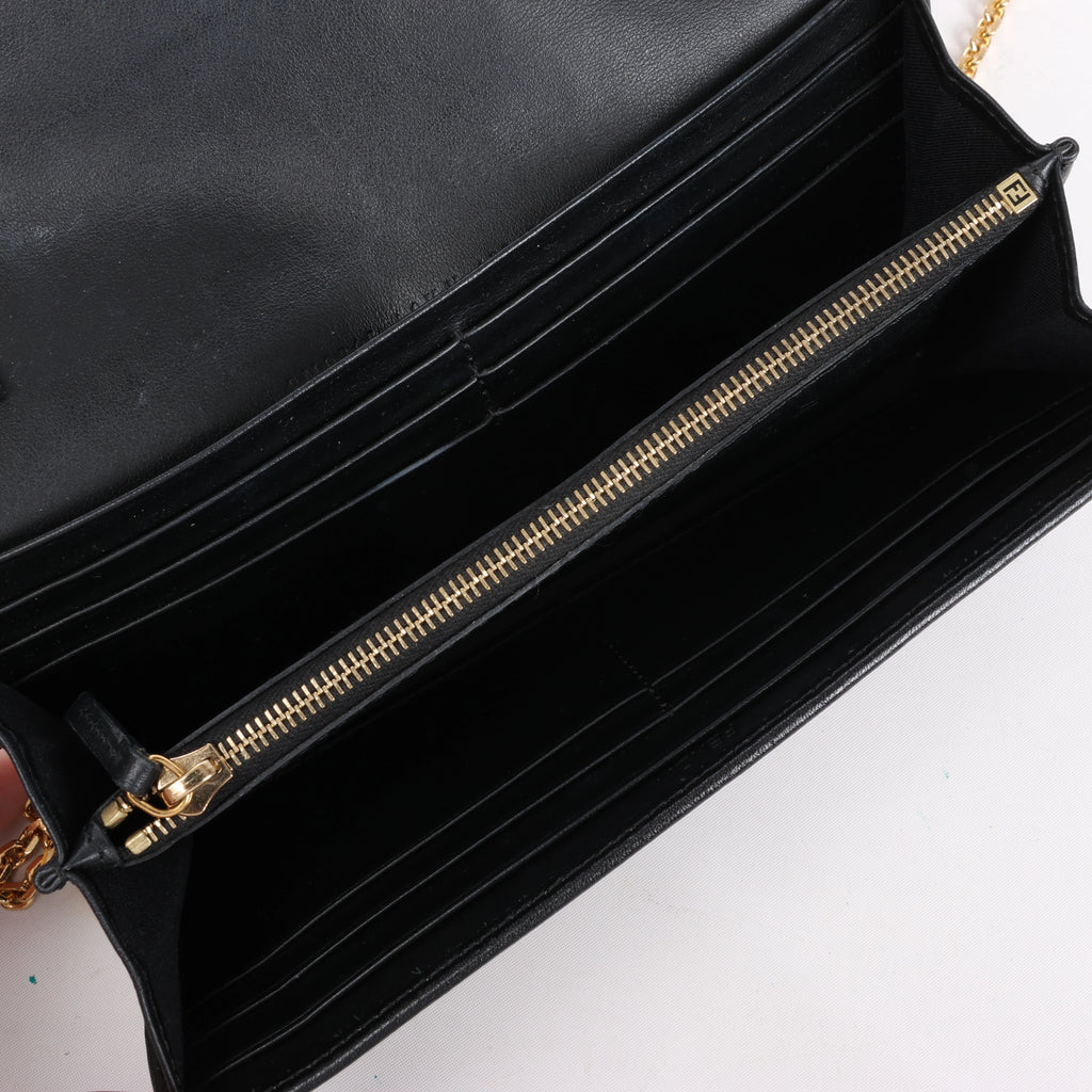 Cartera continental de piel lisa negra de Bottega Veneta