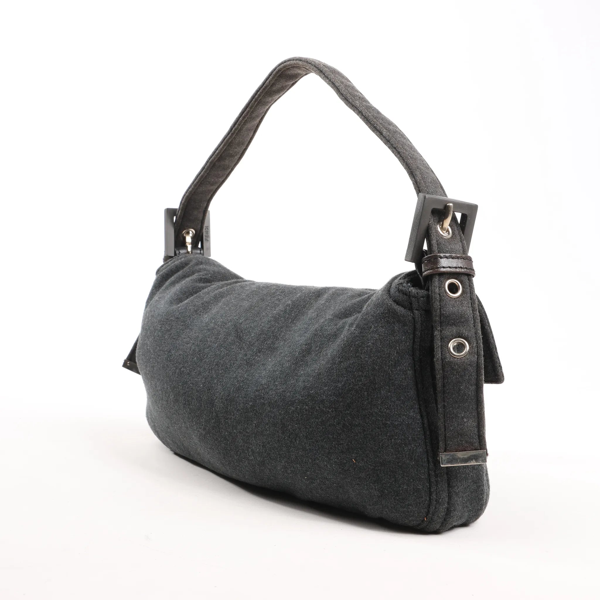 FENDI Baguette Cotton Shoulder bag in Gray 26424