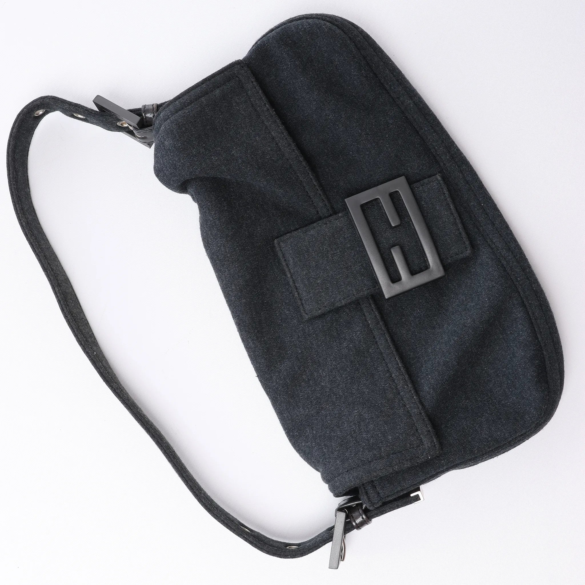 FENDI Baguette Cotton Shoulder bag in Gray