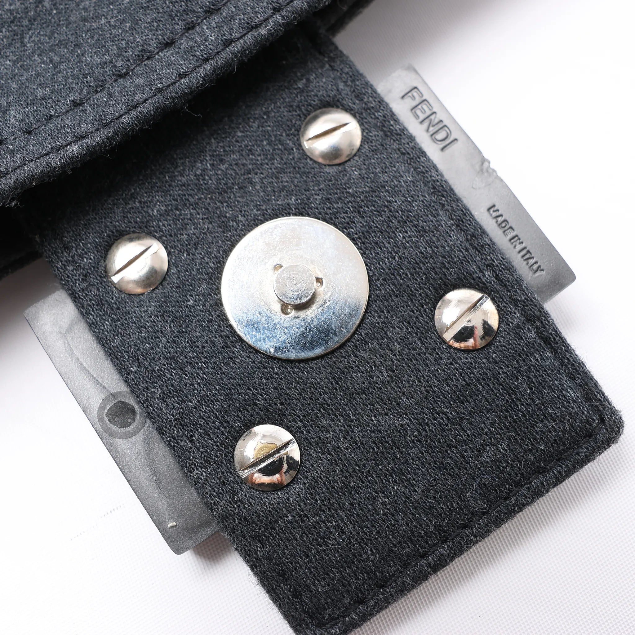 FENDI Baguette Cotton Shoulder bag in Gray