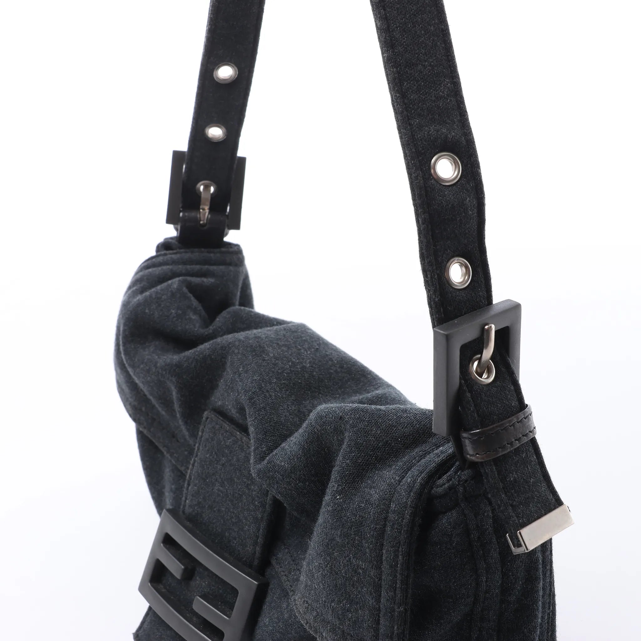 FENDI Baguette Cotton Shoulder bag in Gray